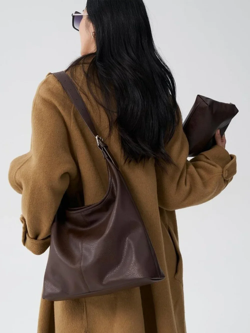 Soft Vegan Leather Slouchy Hobo Tote Bag for Women with Pouch & Adjustable Strap